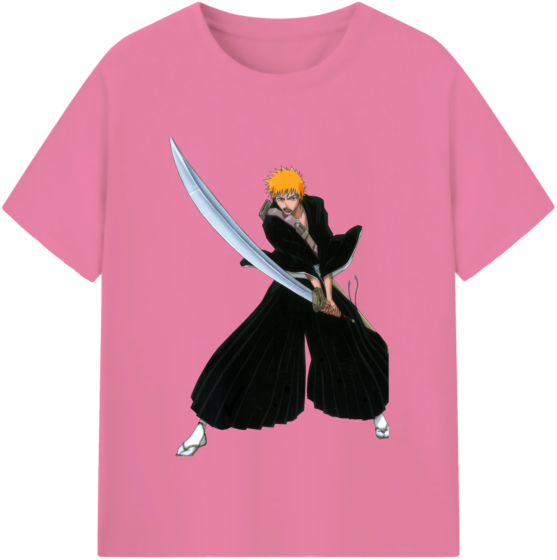 （画像用） ブリーチ 黒崎一護（くろさき いちご）BLEACH Kurosaki Ichigo 綿100％半袖Tシャツ（フロントプリント）